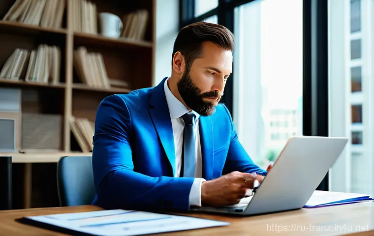 번역 프로젝트 관리 방법 - **Prompt:** A focused and professional project manager, a male in his 40s with a neatly trimmed bear...
